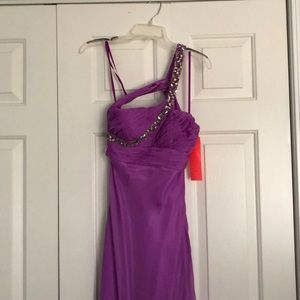 Purple prom gown.